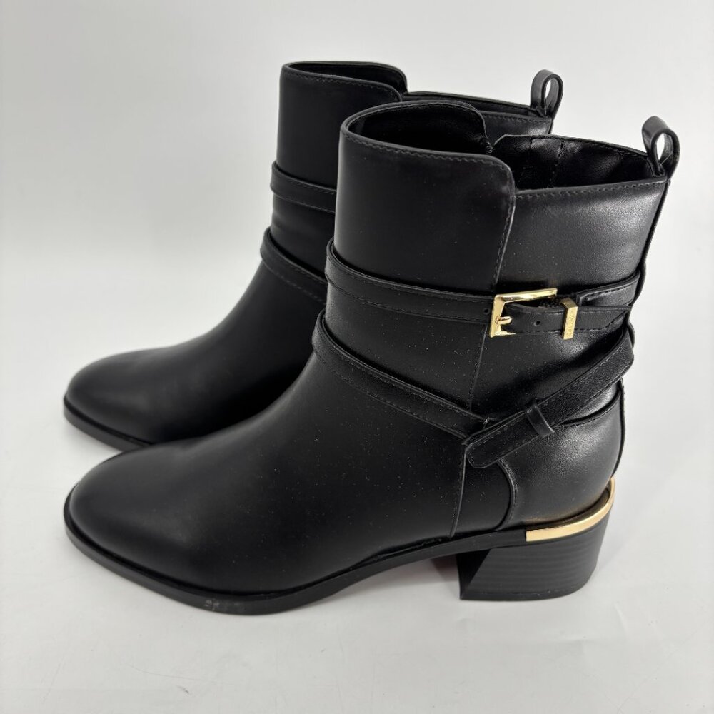 Calvin Klein Womens Jasen Buckle Strap Block Heel Ankle Booties Black Sz 7M NWB - Picture 6 of 9